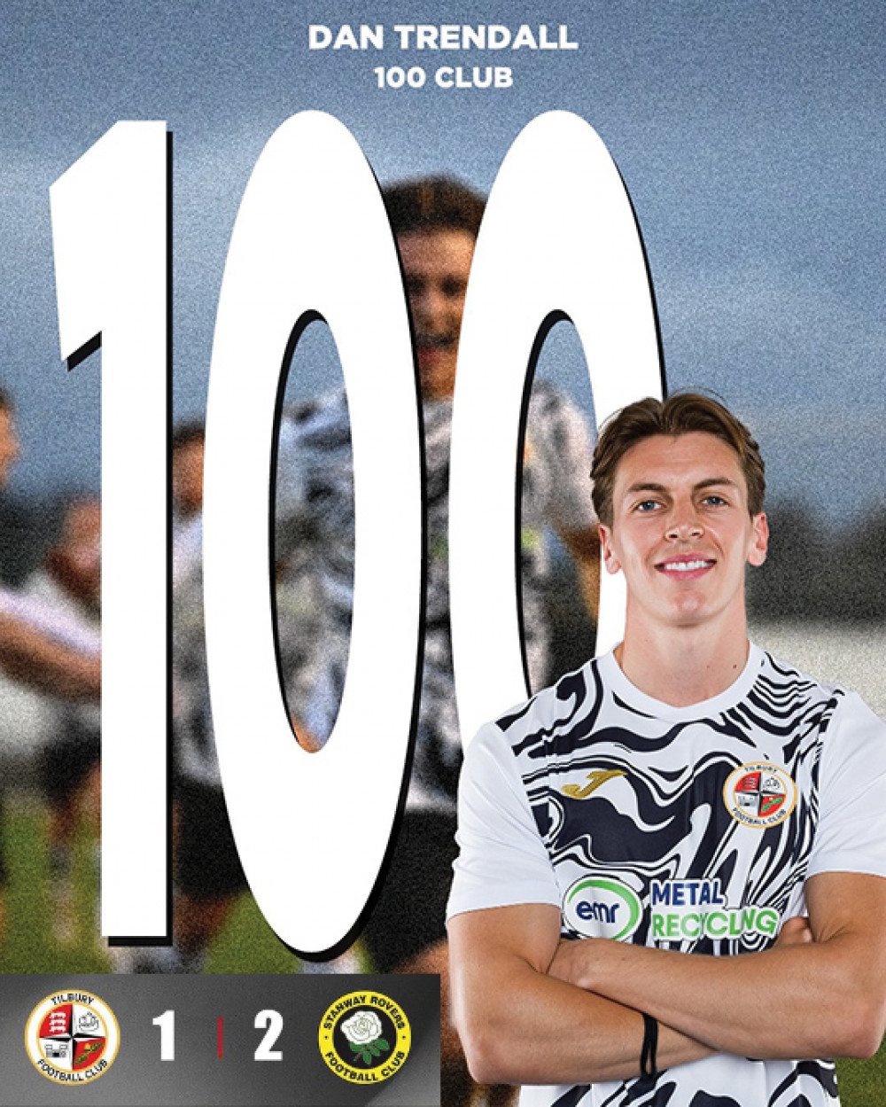 Dan Trendall played well and created a goal on his 100th appearance for Tilbury. 