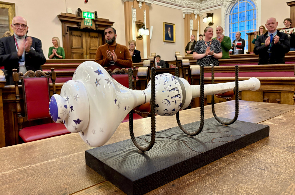The ceremonial mace was presented at a city council meeting on Thursday (image via Stoke-on-Trent City Council)