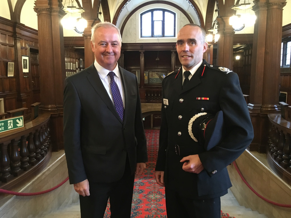 Staffordshire Police Fire And Crime Commissioner Ben Adams With Chief Fire Officer Rob Barber (image via Kerry Ashdown)