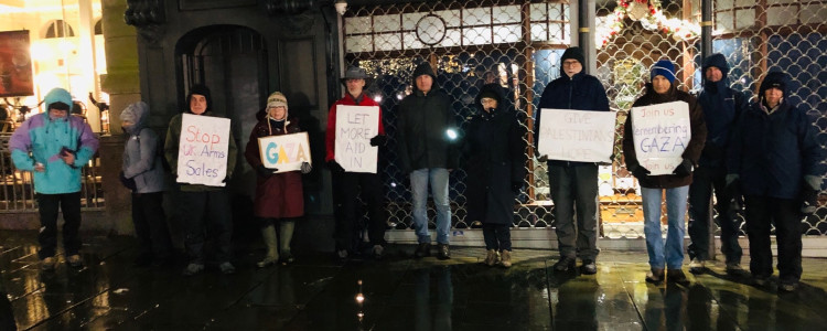 Global Justice Macclesfield staged another silent vigil for Palestine on Friday, December 5 (Credit: GJM)