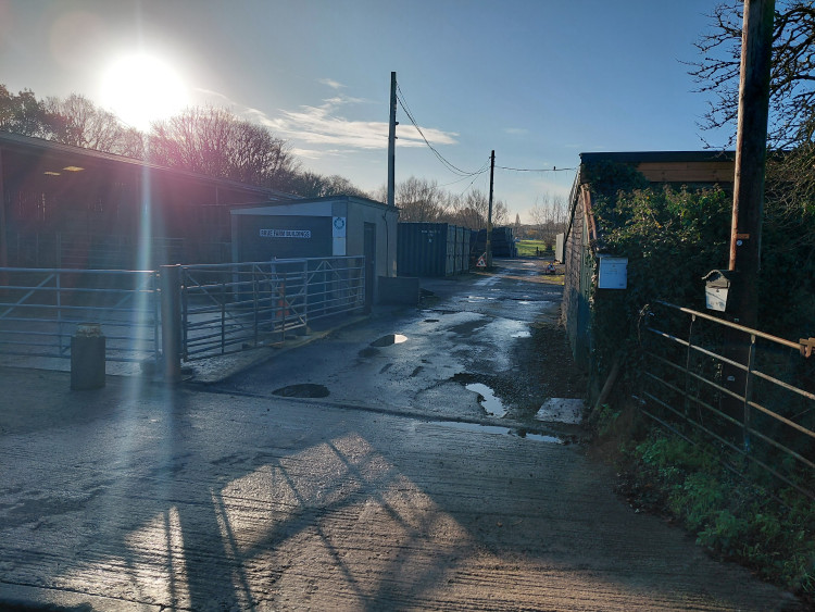 Entrance to Brue Farm on Hulk Moor Drove in Street. CREDIT: Daniel Mumby.