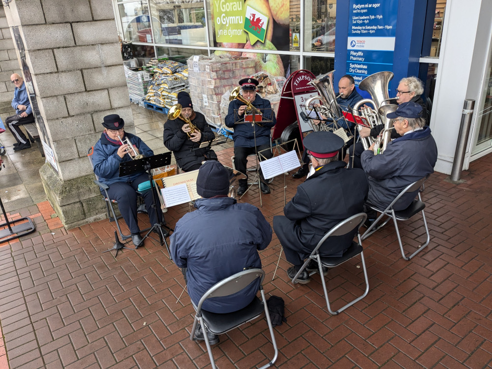 The Salvation Army band at the Tesco in Penarth Marina.