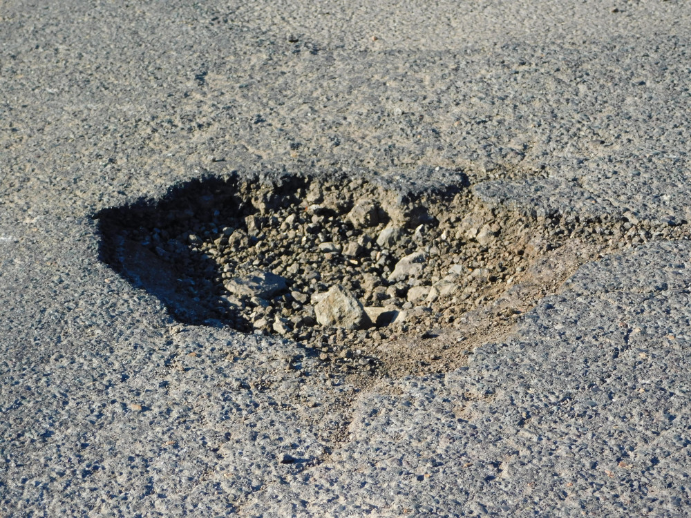 The council has  received more than 1,500 complaints from residents reporting pothole-related vehicle damage since 2022 (image via Kerry Ashdown)