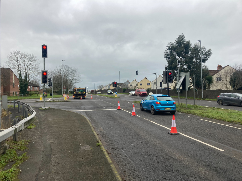 The A39 junction at Clarks Village, where traffic signal upgrades will begin in early 2026.
