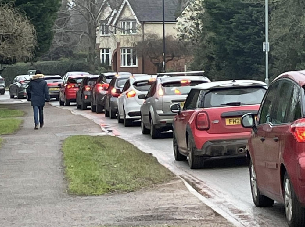 Queues in Kenilworth during the A46 closure in February 2025 (image by Cllr Andrew Milton)