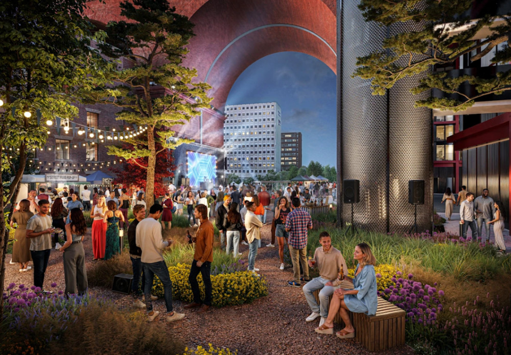 Weaver's Square will feature green spaces, 10 new bars, restaurants and cafes, and will also serve as a live music / events venue (Image - Capital&Centric)