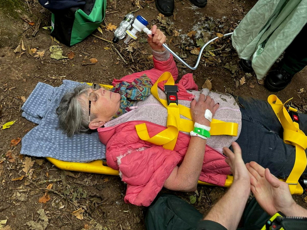 Jo Roberts was pulled to the ground by her puppy (image via SWNS)