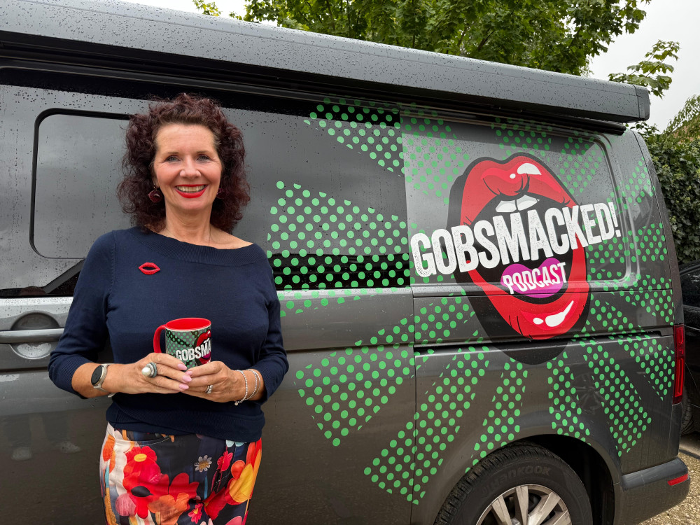 Catherine with the Gobsmacked! van (image supplied) 