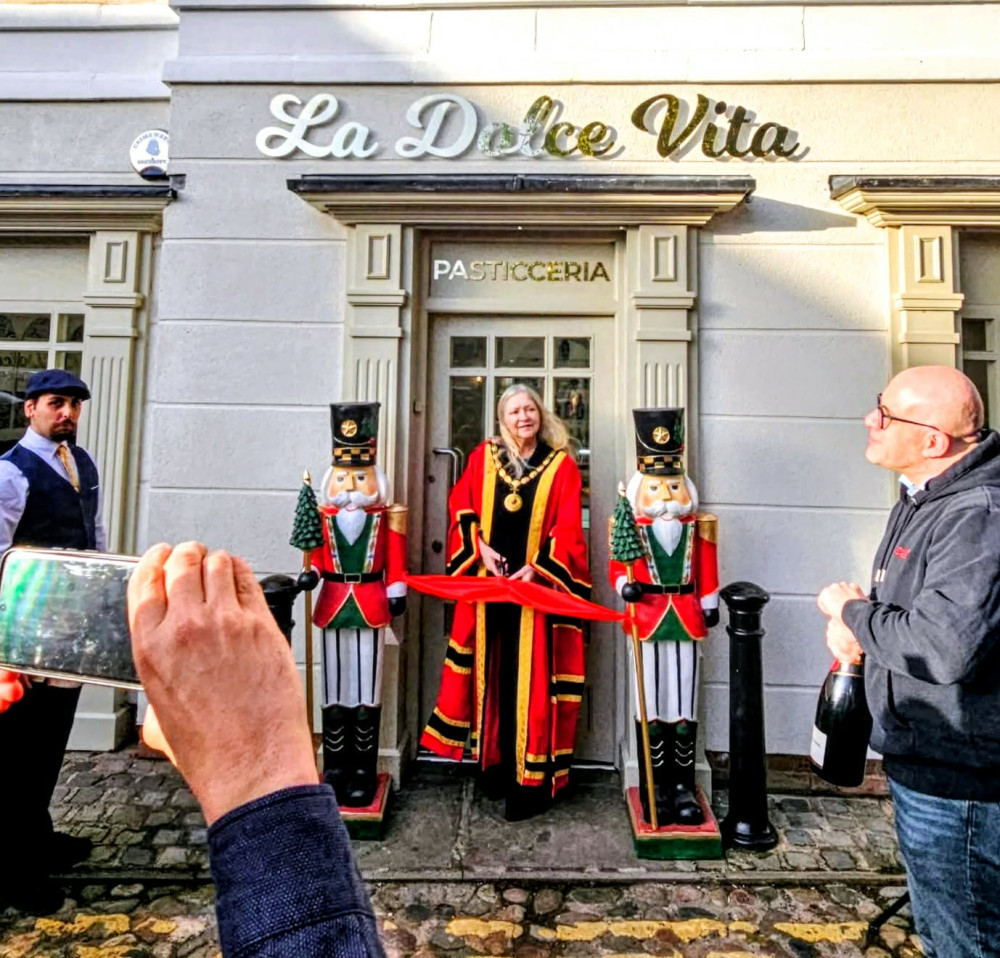 La Dolce Vita Pasticceria, Church Lane, launched at 10am on Thursday 11 December, with Mayor of Nantwich, Cllr Mary Slinn, cutting the ribbon (Photo: Supplied).