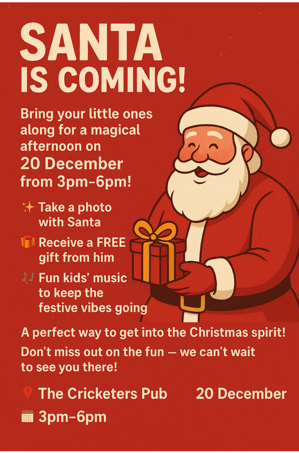 Santa is coming at The Cricketers 