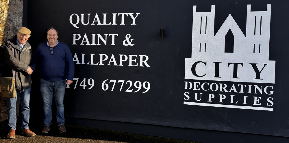 •	Ross Young, left, with Mike Tucker of City Decorating Supplies of Wells, one of the sponsors of SOUP in 2025