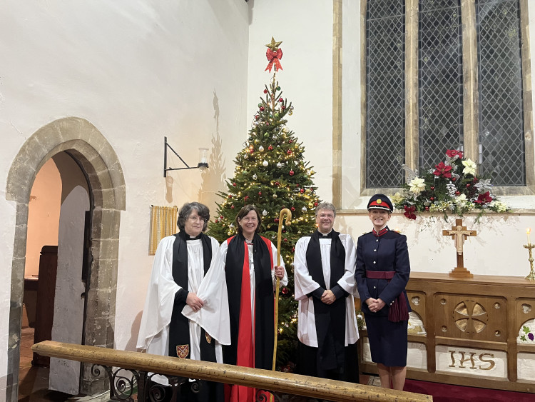 Jane Baxter the Rural Dean, Bishop Debbie, Rev Peter Collins and Jeannette Warner the Vice Lord-Lieutenant of Rutland (Photo: Lord Lieutenant of Rutland)