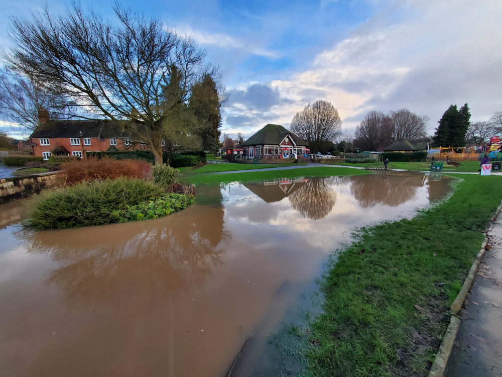 Flooding in St Nicholas Park in 2024 (image by Geoff Ousbey)