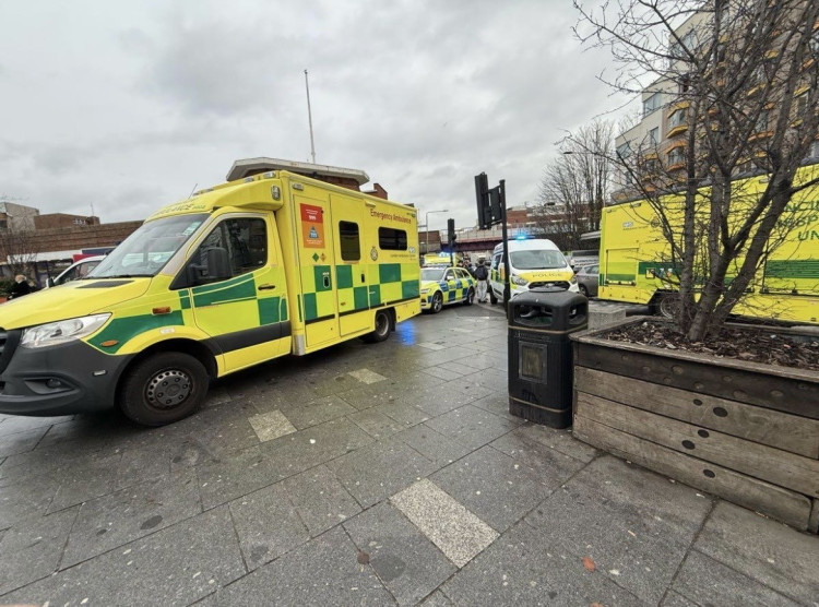 Police and the London Ambulance Service attended the scene at Kingston Railway Station (Credit: Louise Lachor)