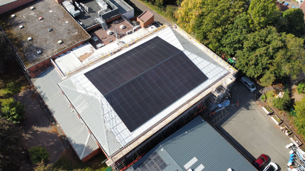 Solar panels installed at St Nicholas Park Leisure Centre (image supplied) 