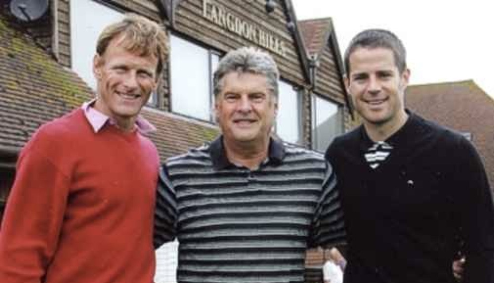 Johnny Clark flanked by footballers Teddy Sheringham and Jamie Redknapp at one of many memorable Langdon Hill golf days.
