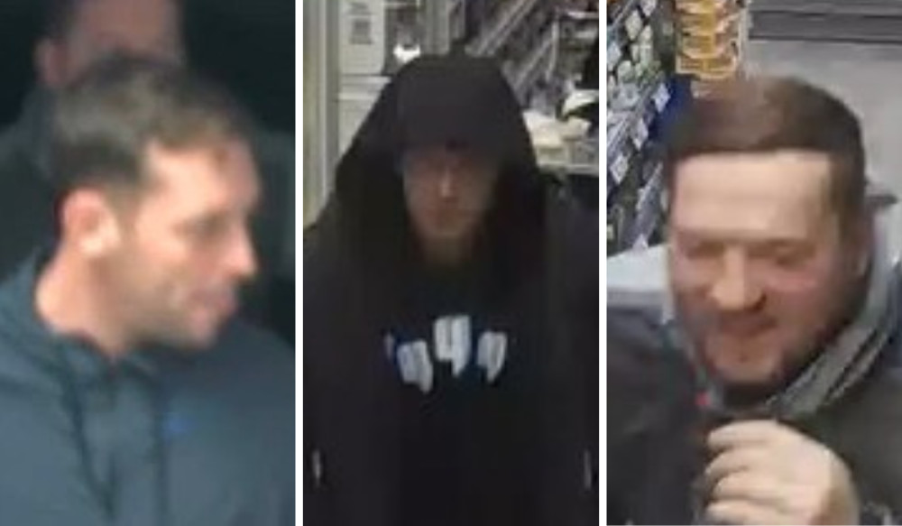 Police are looking to speak with these three men following a theft in Macclesfield (Credit: Cheshire Police)
