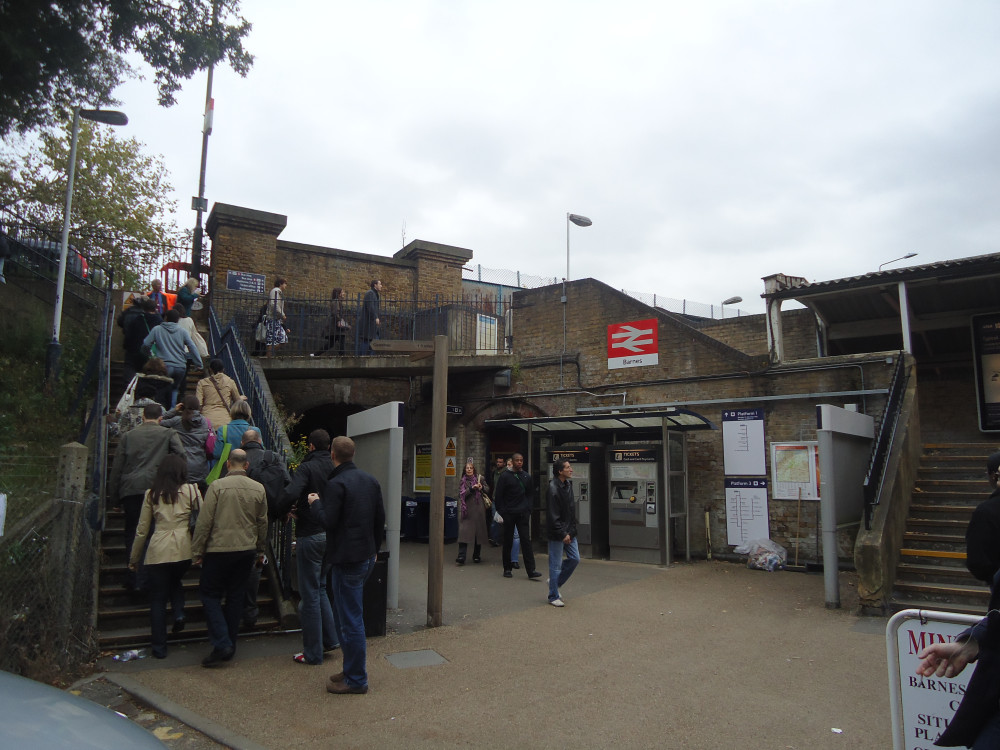 A teenager has been sentenced to five years in prison after repeatedly stabbing a man in a attack at Barnes railway station (credit: Stacey Harris/Wikimedia Commons).