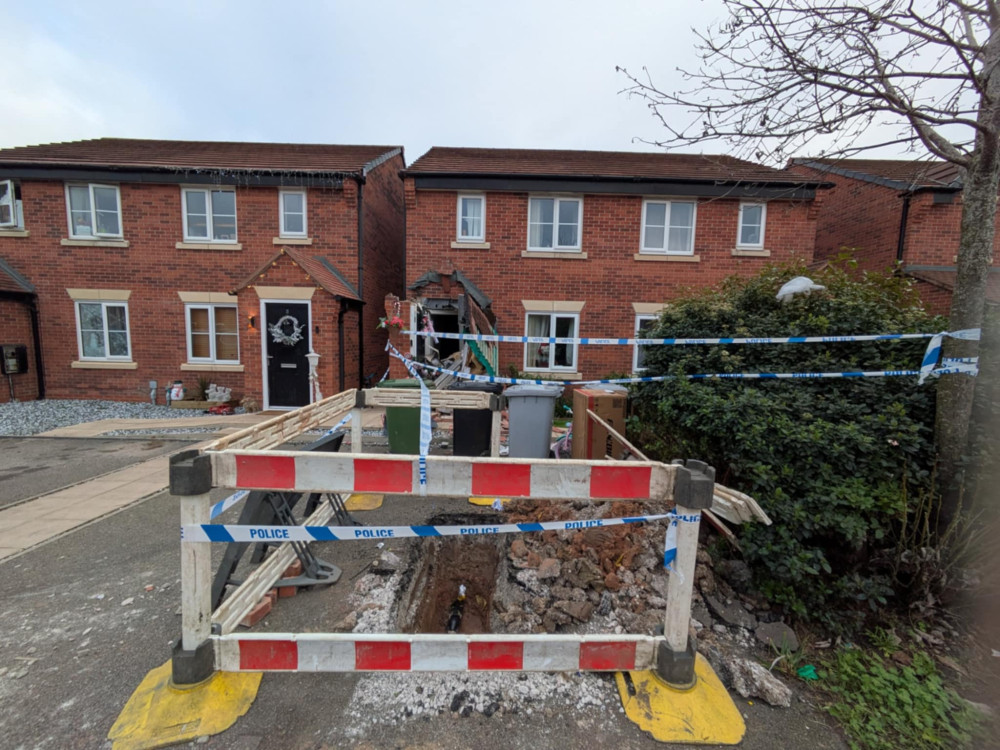 The front of a house in Hulme Square, Middlewich which was damaged on Christmas Eve. (Photo: Nub News)eas 