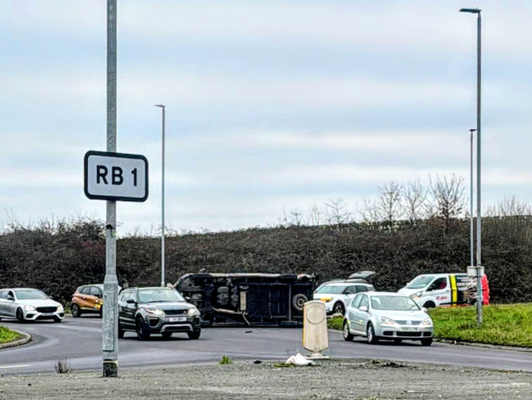 On Monday 29 December, emergency services were called to Meremoor Moss Roundabout at its junction with the A500 in Weston (Photo: Supplied).