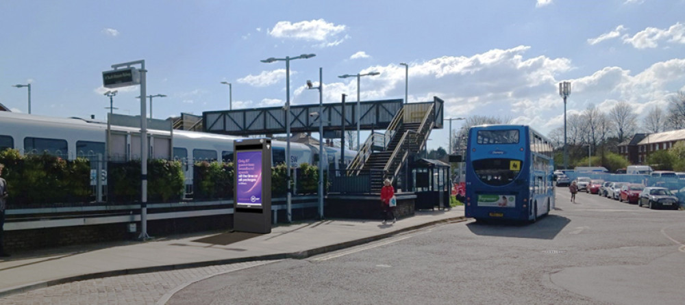How the street hub might look outside Dorchester South railway station.