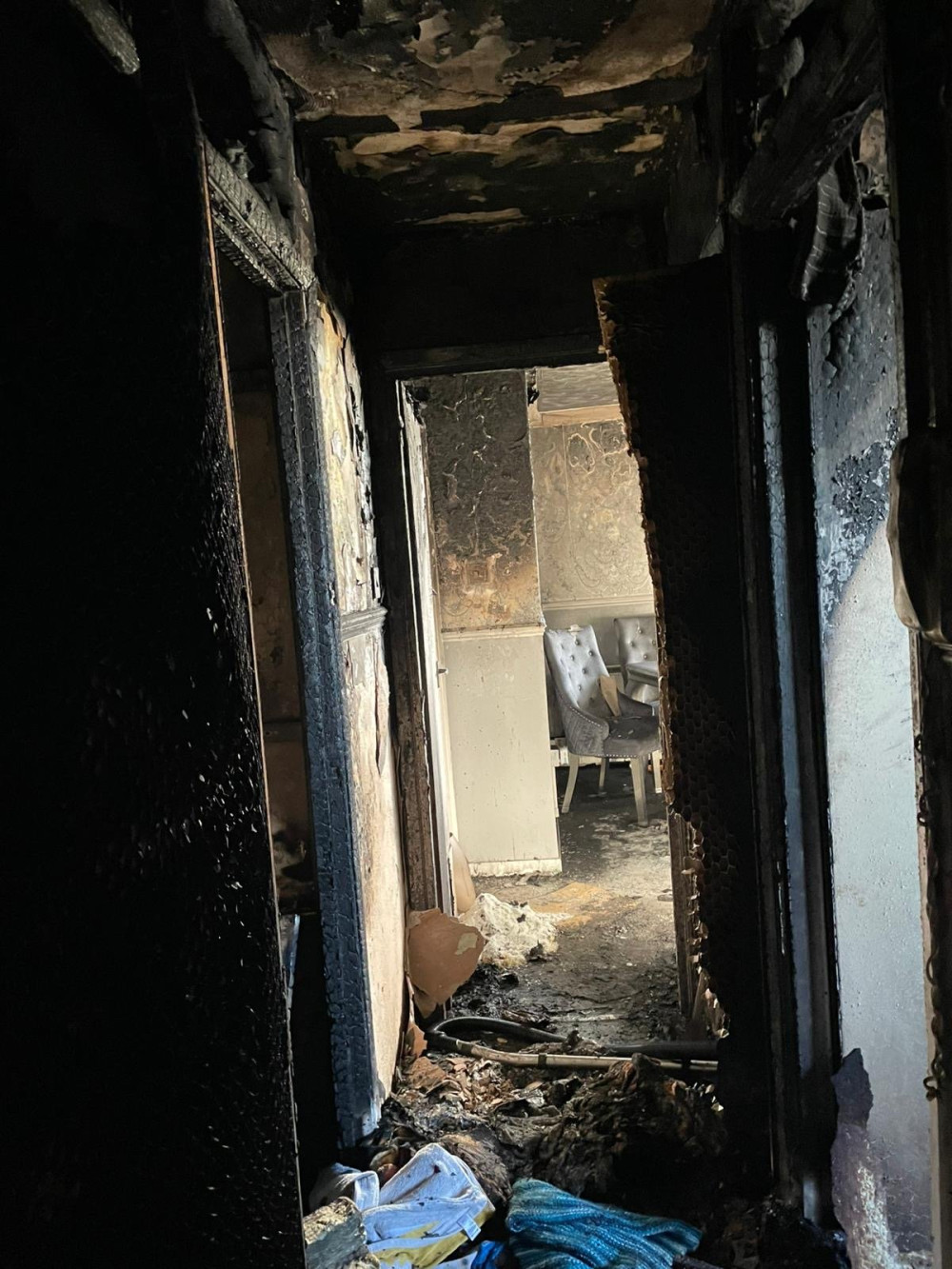 A view inside the damaged flat.