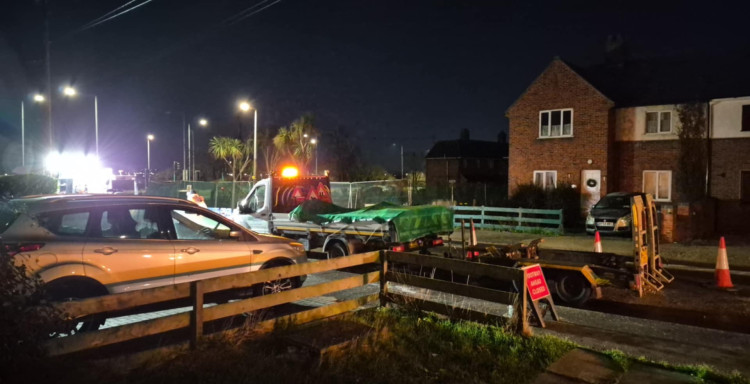 Engineers worked through the night to fix the leak. 