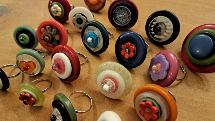 Button Rings and Bead Earrings
