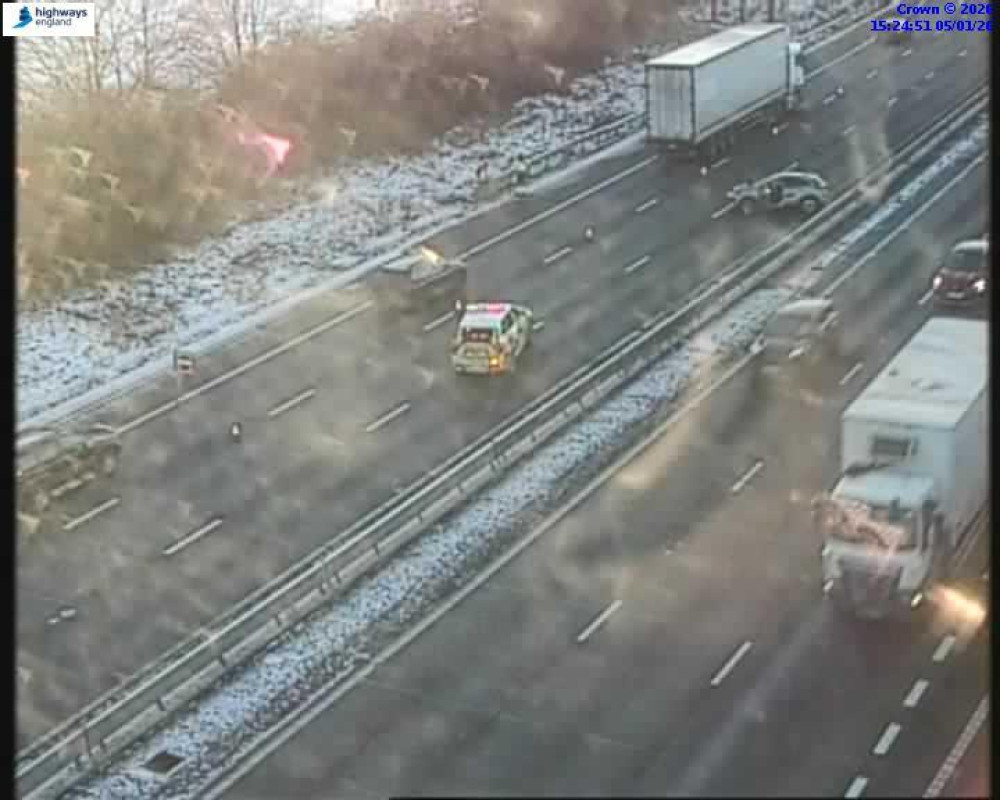 One lane is closed on the M42 (image via National Highways)
