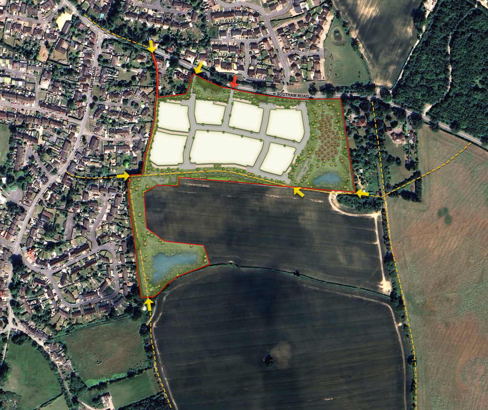 Illustrative concept plan of the site off Southam Road (image via Taylor Wimpey)