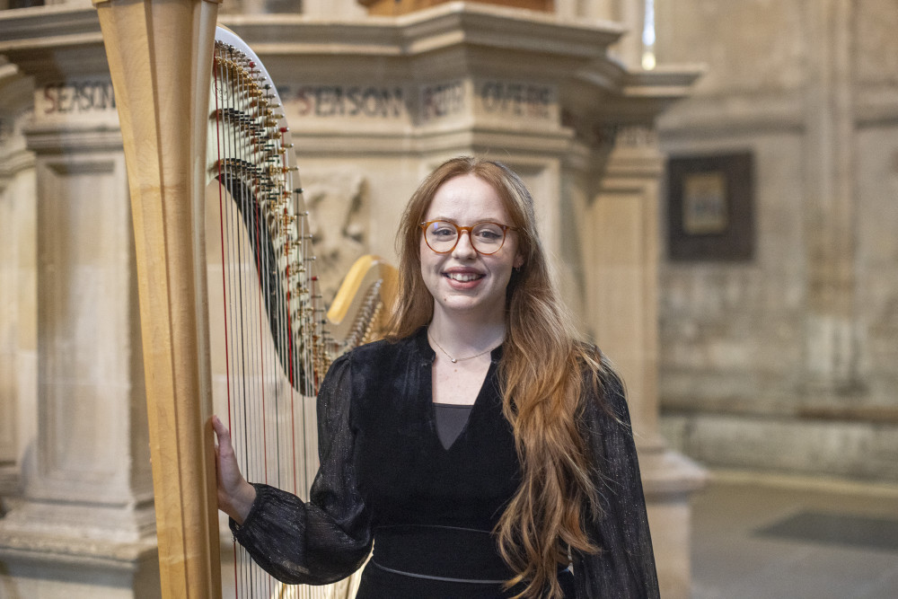 HM The King's Harpist, Mared Pugh-Evans, will be performing at this year's WCCT Ceremony of Carols