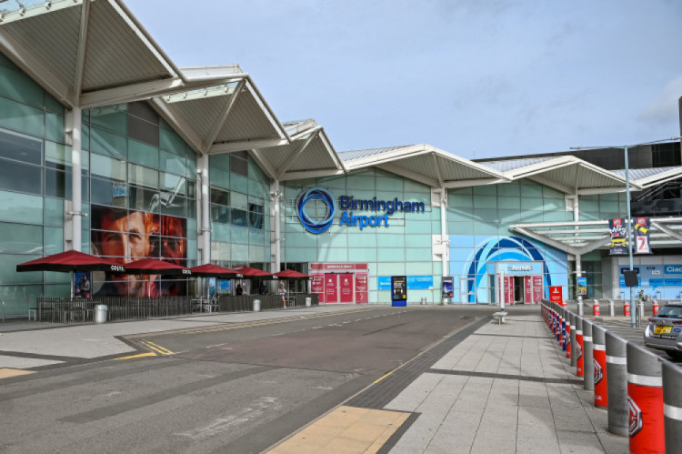Snow had caused Birmingham Airport to close (image via SWNS)