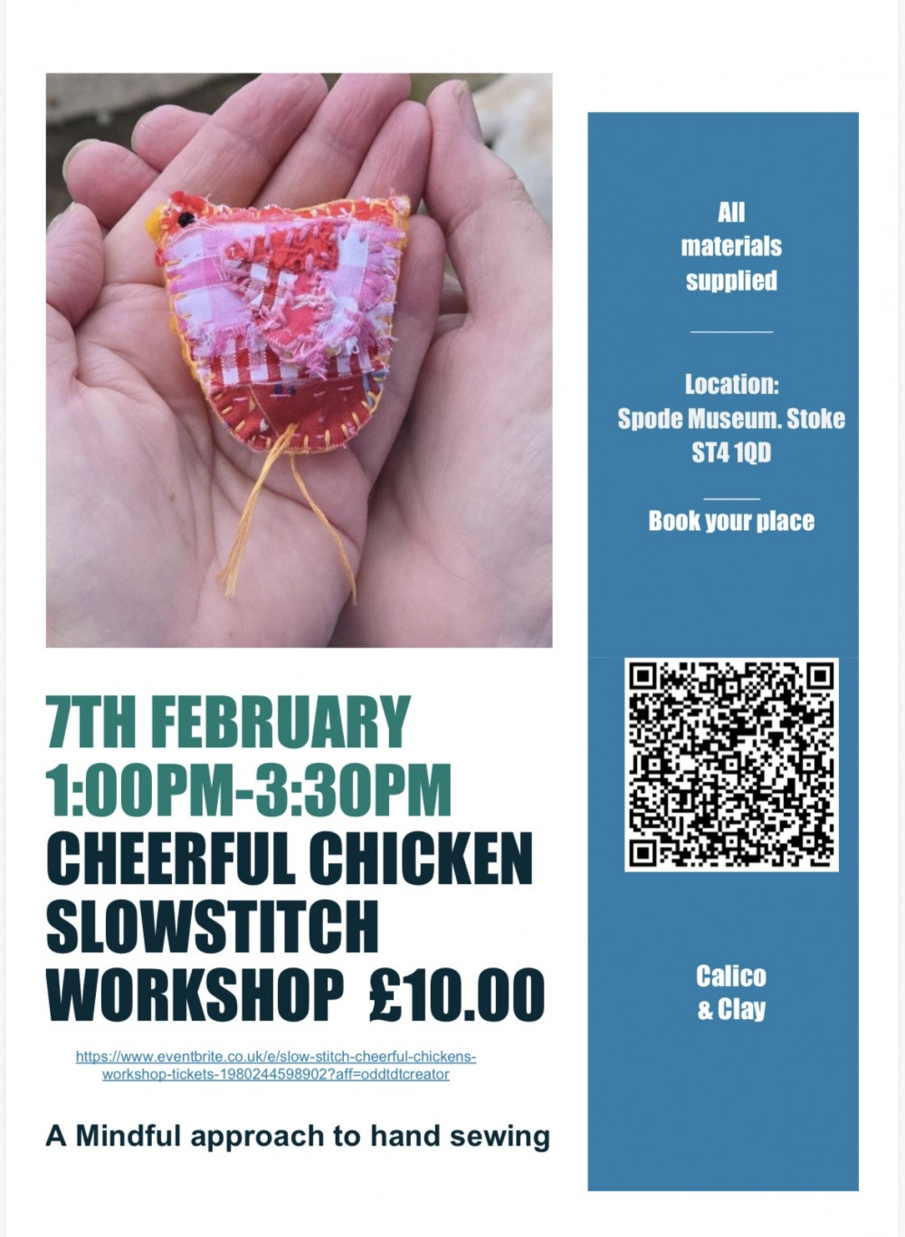 Cheerful chicken slowstitch workshop 