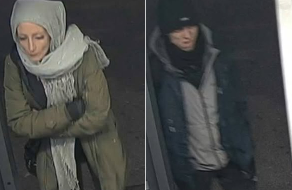 Police would like to speak to the two people pictured, as they believe they may be able to help in enquiries (Images via GMP)