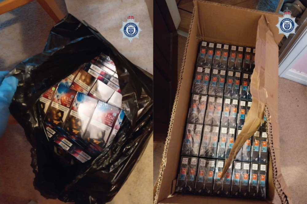 Officers recovered 50,000 illicit cigarettes, and a large quantity of illegal tobacco and vapes (Image via: Cheshire Constabulary)