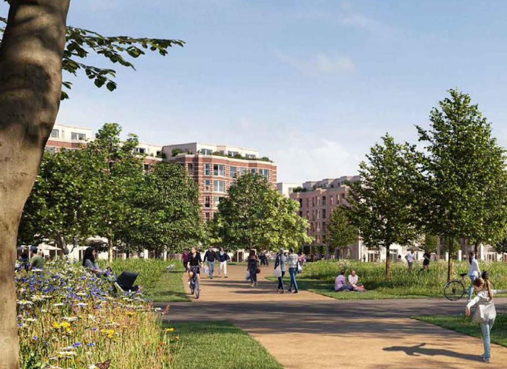 CGI of the proposed Hook Park development in Chessington. (Credit: Poppymill, provided in Kingston Council documents)