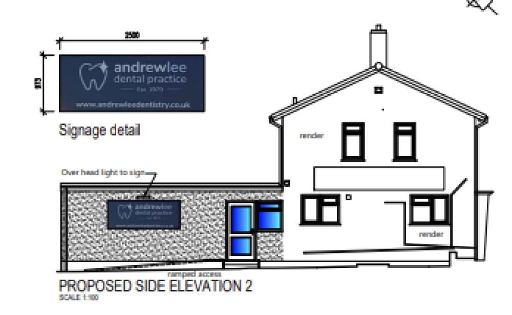 Plans for a single storey extension have been proposed for Andrew Lee Dental Practise (image via planning application)