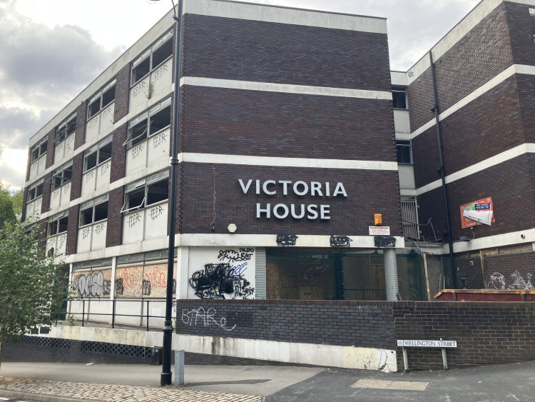Victoria House - a derelict office block in Stockport town centre - is set to be demolished to make way for new homes (Image - Declan Carey LDRS)