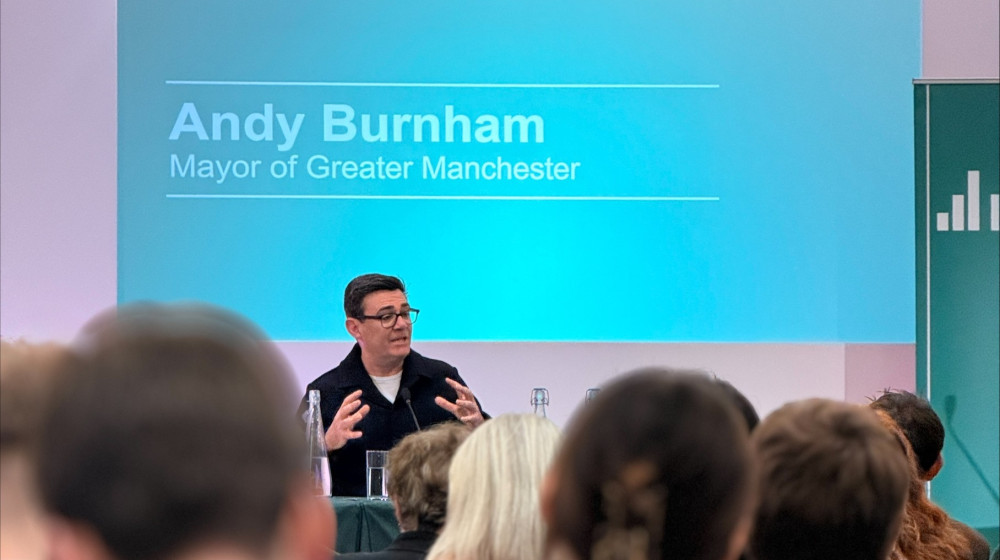 Greater Manchester Mayor speaks at the IFS on 20 January (Image - GMCA)