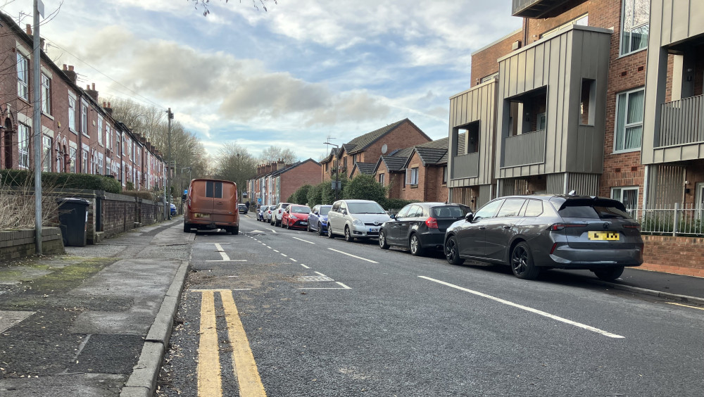 Residents on Gradwell Street in Edgeley are struggling to park as their road is filled with the cars of commuters who are travelling to Manchester (Image - Declan Carey LDRS)