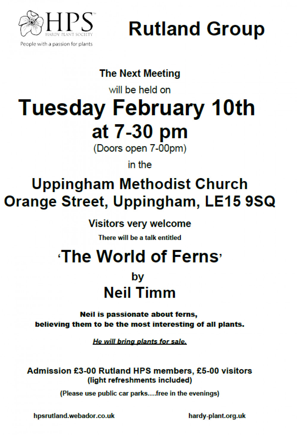 Hardy Plant Society - Rutland Group, "The World of Ferns"