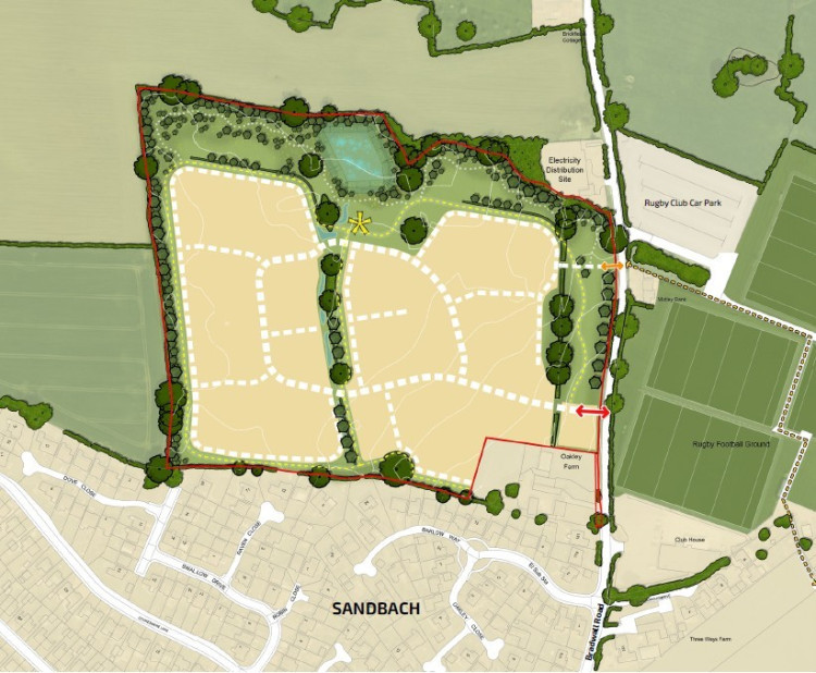 Application Site For up to 180 Homes on land west of Bradwall Road, Sandbach (FPCR Environment And Design, from planning docs)