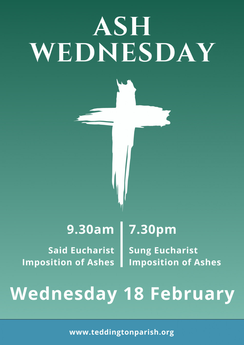 Ash Wednesday Services: 9.30am and 7.30pm