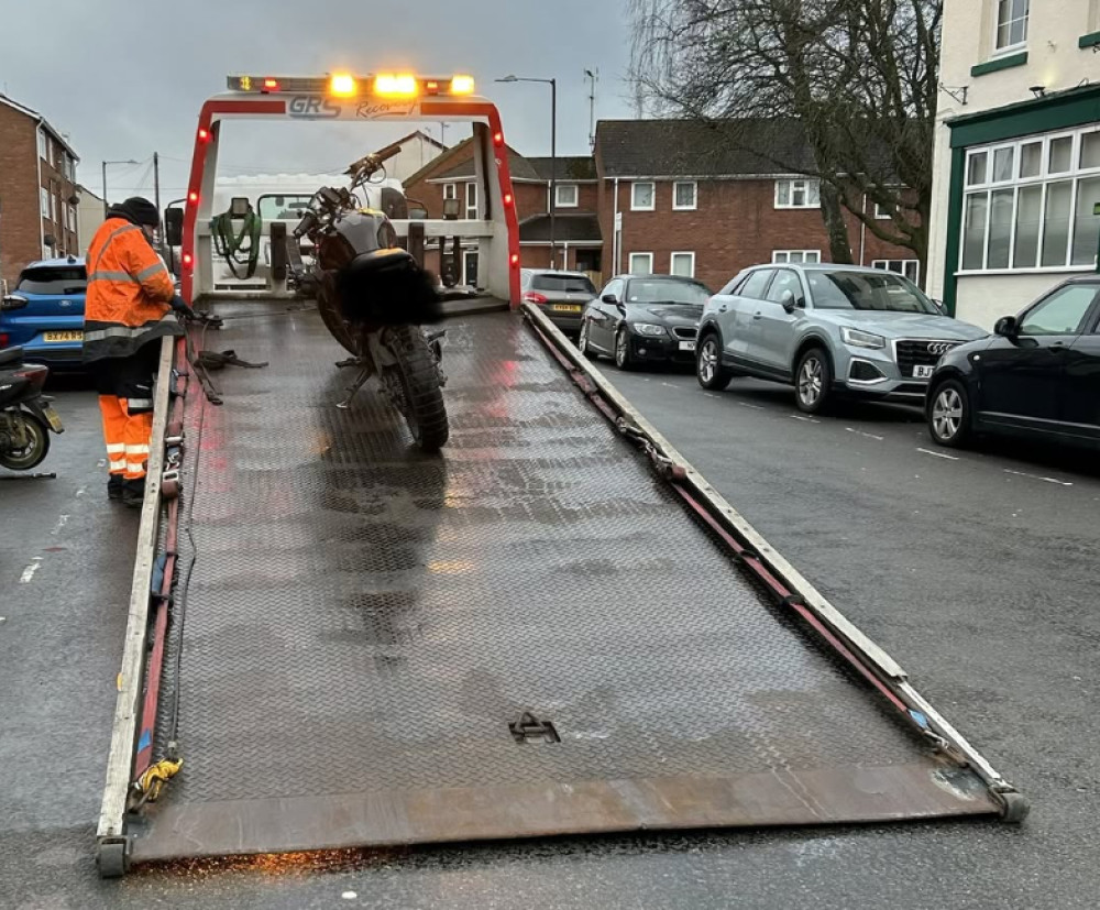 A motorcyclist who was disqualified from driving has been stopped by Warwick Police (image via Warwick Police/ Facebook)