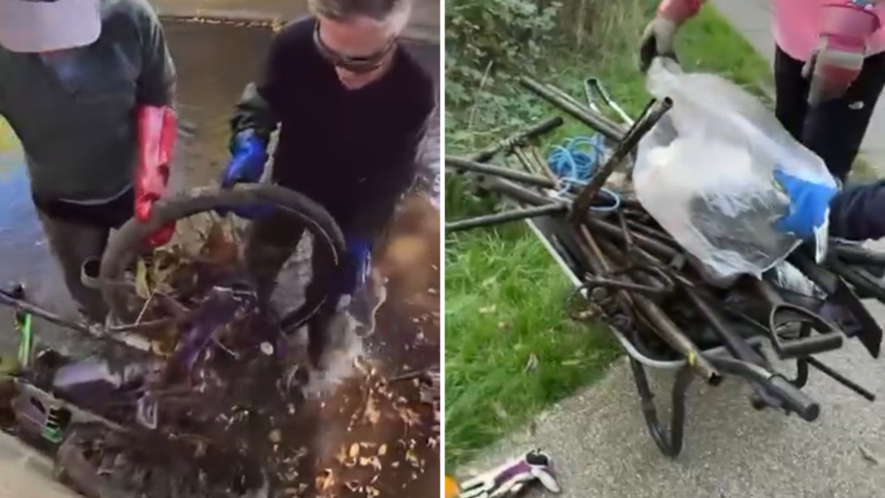 Volunteers from FORCE recovered Lime Bikes and scrap metal during their annual River Crane cleanup (credit: Friends of the River Crane Environment).