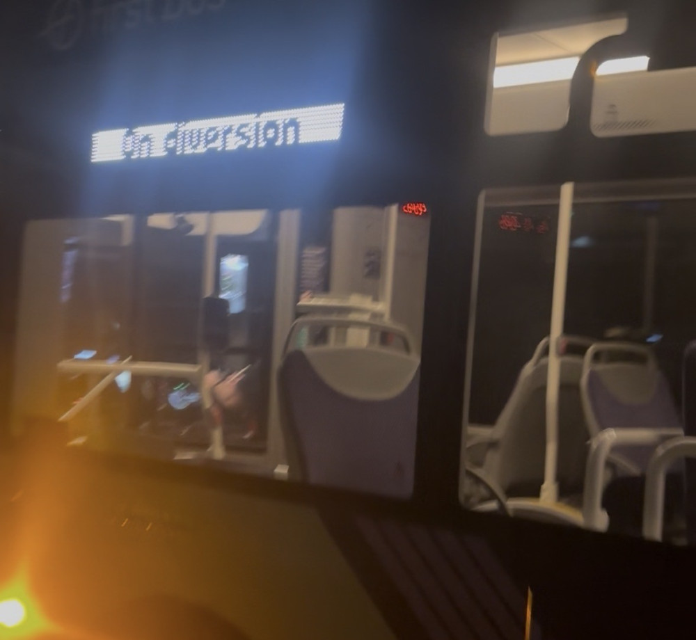 The 100 service was put on diversion, servicing just one westbound stop on the outskirts of Stanford.