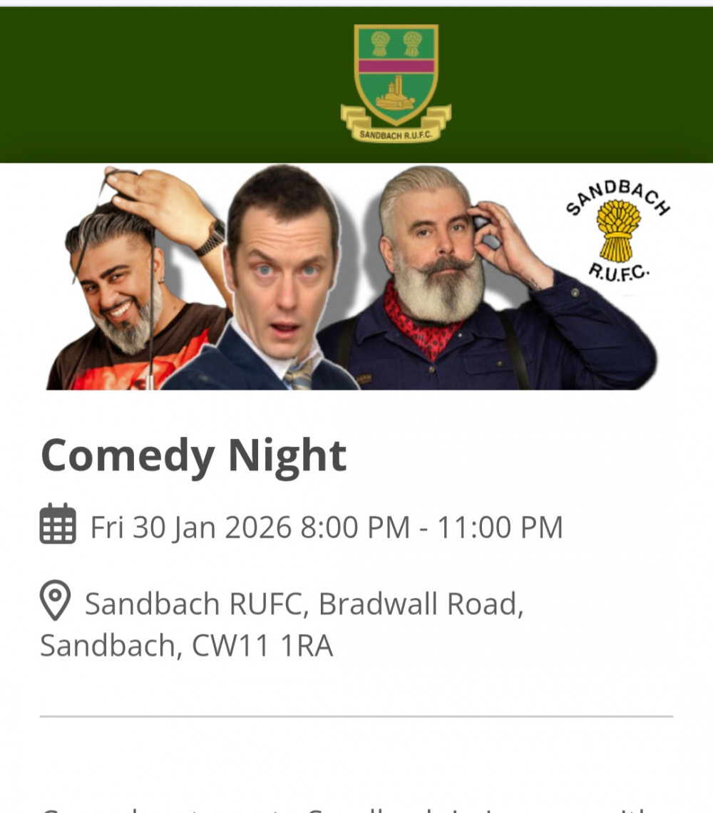 Comedy at Sandbach Rugby Club 