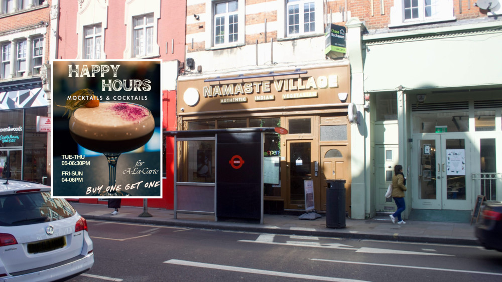 Namaste Village Twickenham is now offering a happy hour on all cocktails and mocktails as part of its new deal, running from Tuesday to Sunday (credit: Namaste Village Twickenham).