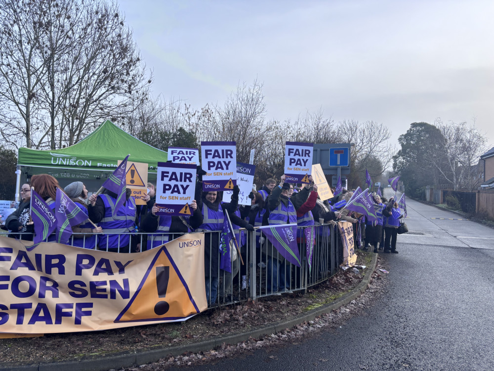 Staff on the picket line in Basildon today. 
