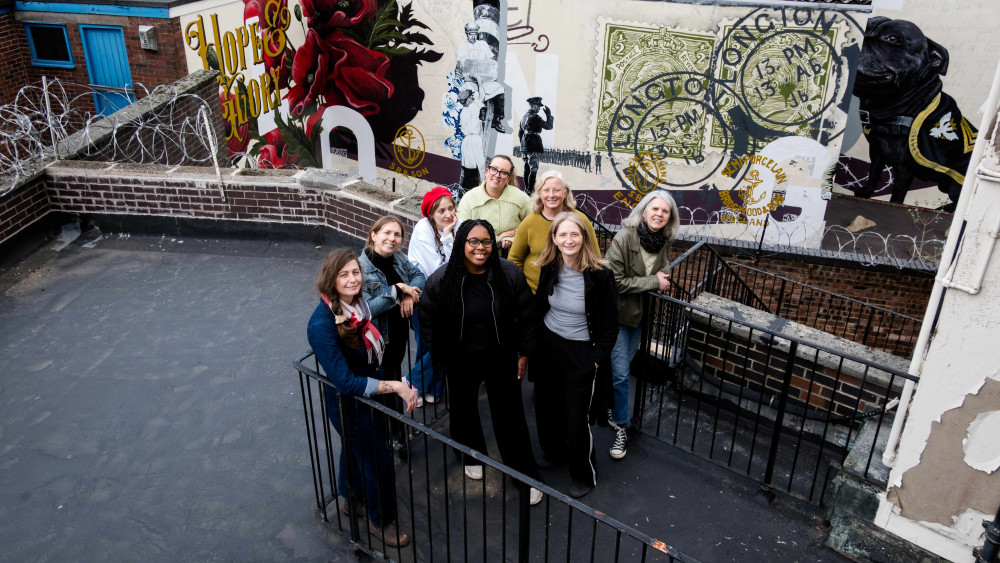 The Urban Wilderness CIC team at the former Barclays Bank in The Strand, Longton which is being converted into a creative hub (image via Hannah Hiles)
